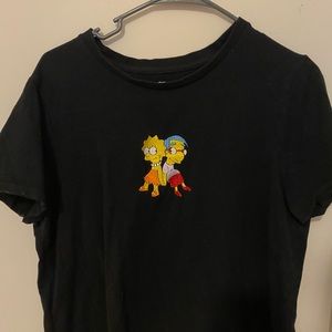 black t-shirt w/ simpsons characters